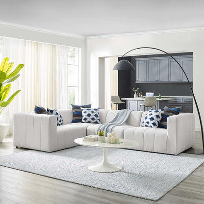 Bartlett Upholstered Fabric Upholstered Fabric 4-Piece Sectional Sofa, Fabric, Ivory White, 20173