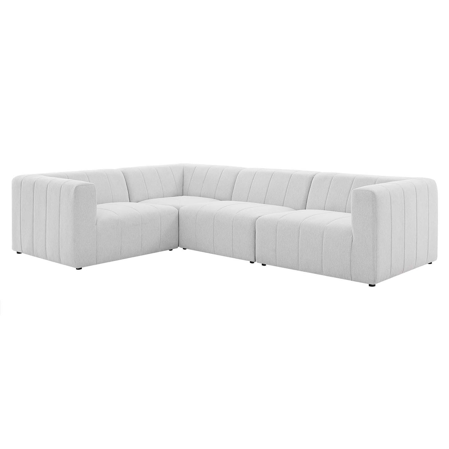 Bartlett Upholstered Fabric Upholstered Fabric 4-Piece Sectional Sofa, Fabric, Ivory White, 20173