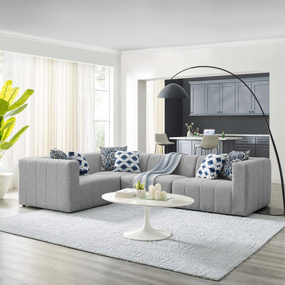 Bartlett Upholstered Fabric Upholstered Fabric 4-Piece Sectional Sofa, Fabric, Light Grey Gray, 20174