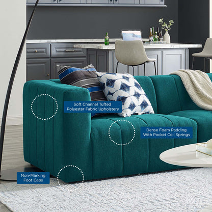 Bartlett Upholstered Fabric Upholstered Fabric 4-Piece Sectional Sofa, Fabric, Teal Blue, 20175