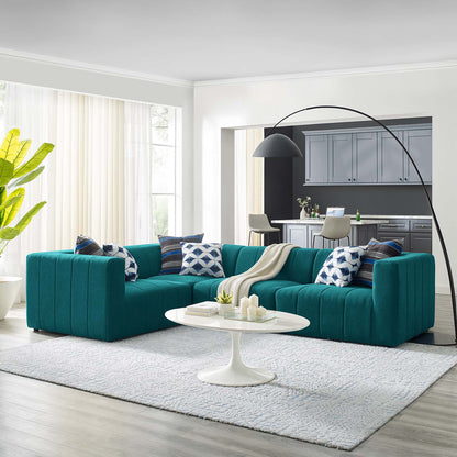 Bartlett Upholstered Fabric Upholstered Fabric 4-Piece Sectional Sofa, Fabric, Teal Blue, 20175