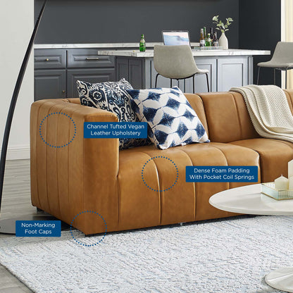 Bartlett Vegan Leather Vegan Leather 4-Piece Sectional Sofa, Faux Vegan Leather, Tan, 20176