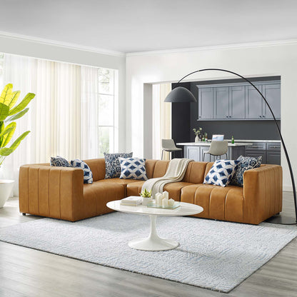 Bartlett Vegan Leather Vegan Leather 4-Piece Sectional Sofa, Faux Vegan Leather, Tan, 20176