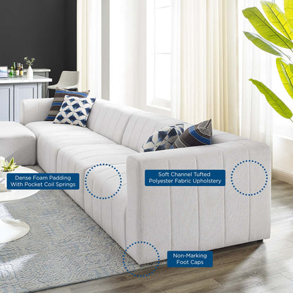 Bartlett Upholstered Fabric Upholstered Fabric 5-Piece Sectional Sofa, Fabric, Ivory White, 20177