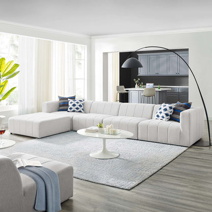 Bartlett Upholstered Fabric Upholstered Fabric 5-Piece Sectional Sofa, Fabric, Ivory White, 20177