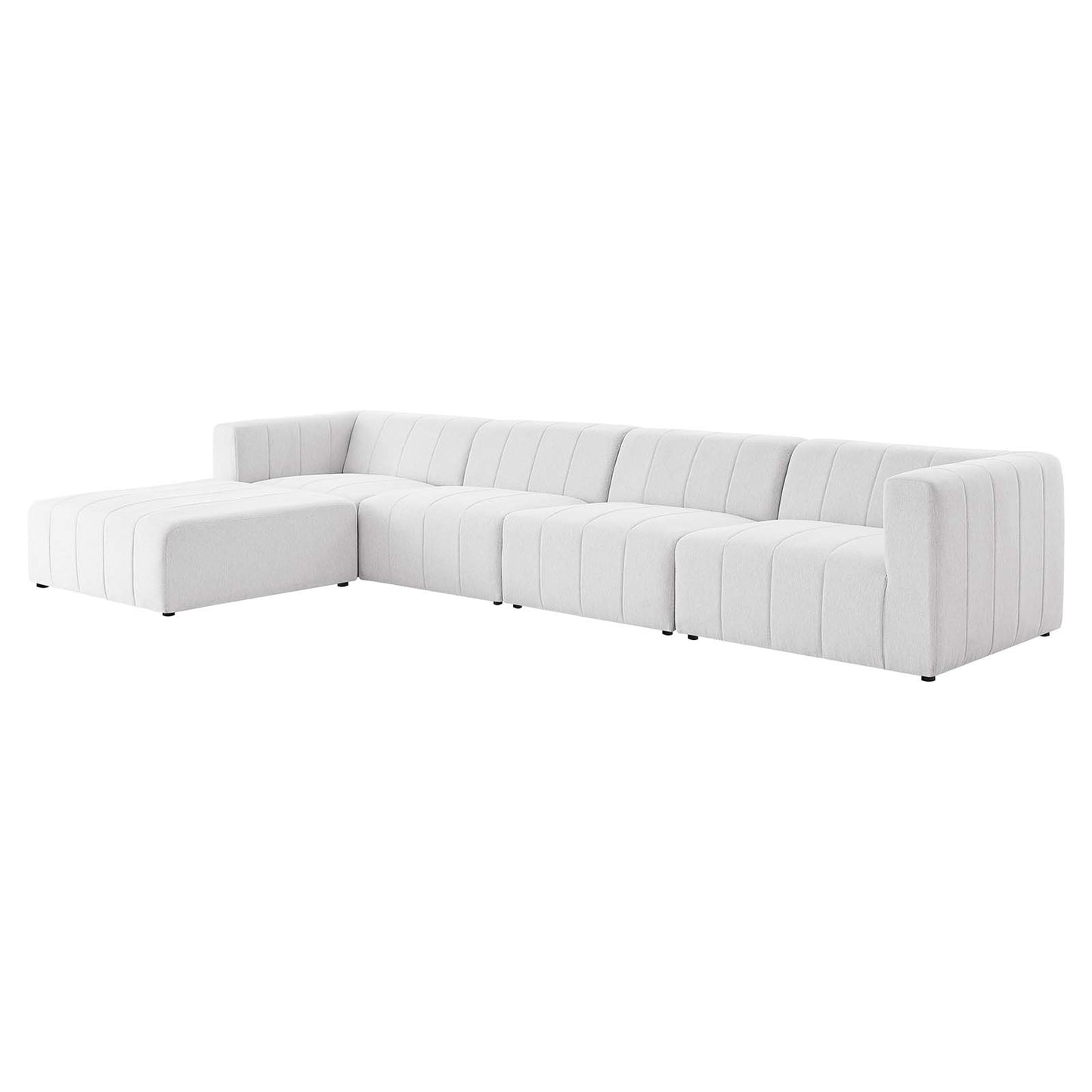 Bartlett Upholstered Fabric Upholstered Fabric 5-Piece Sectional Sofa, Fabric, Ivory White, 20177