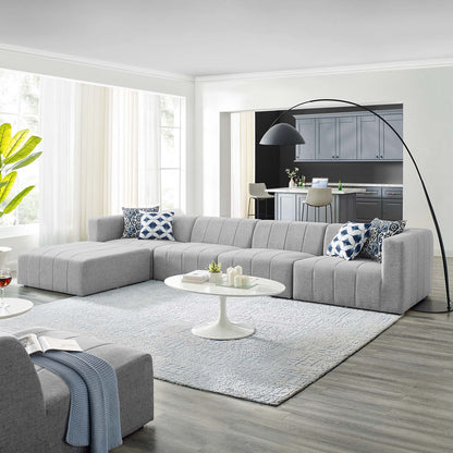 Bartlett Upholstered Fabric Upholstered Fabric 5-Piece Sectional Sofa, Fabric, Light Grey Gray, 20178