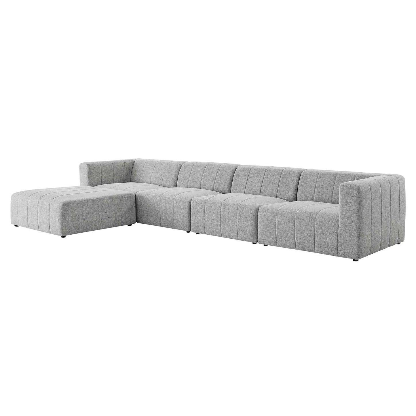 Bartlett Upholstered Fabric Upholstered Fabric 5-Piece Sectional Sofa, Fabric, Light Grey Gray, 20178