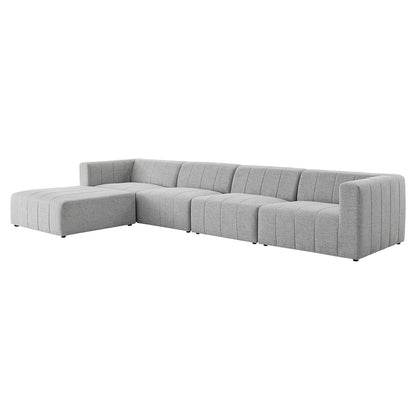 Bartlett Upholstered Fabric Upholstered Fabric 5-Piece Sectional Sofa, Fabric, Light Grey Gray, 20178
