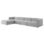 Bartlett Upholstered Fabric Upholstered Fabric 5-Piece Sectional Sofa, Fabric, Light Grey Gray, 20178