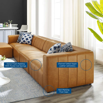 Bartlett Vegan Leather Vegan Leather 5-Piece Sectional Sofa, Faux Vegan Leather, Tan, 20180