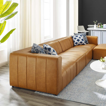 Bartlett Vegan Leather Vegan Leather 5-Piece Sectional Sofa, Faux Vegan Leather, Tan, 20180