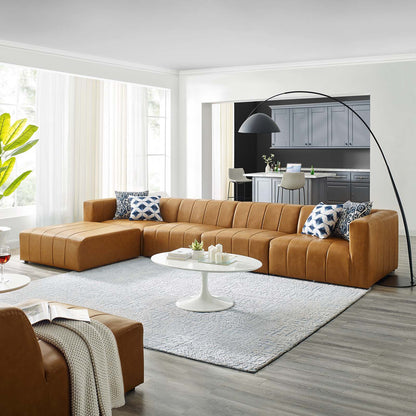 Bartlett Vegan Leather Vegan Leather 5-Piece Sectional Sofa, Faux Vegan Leather, Tan, 20180