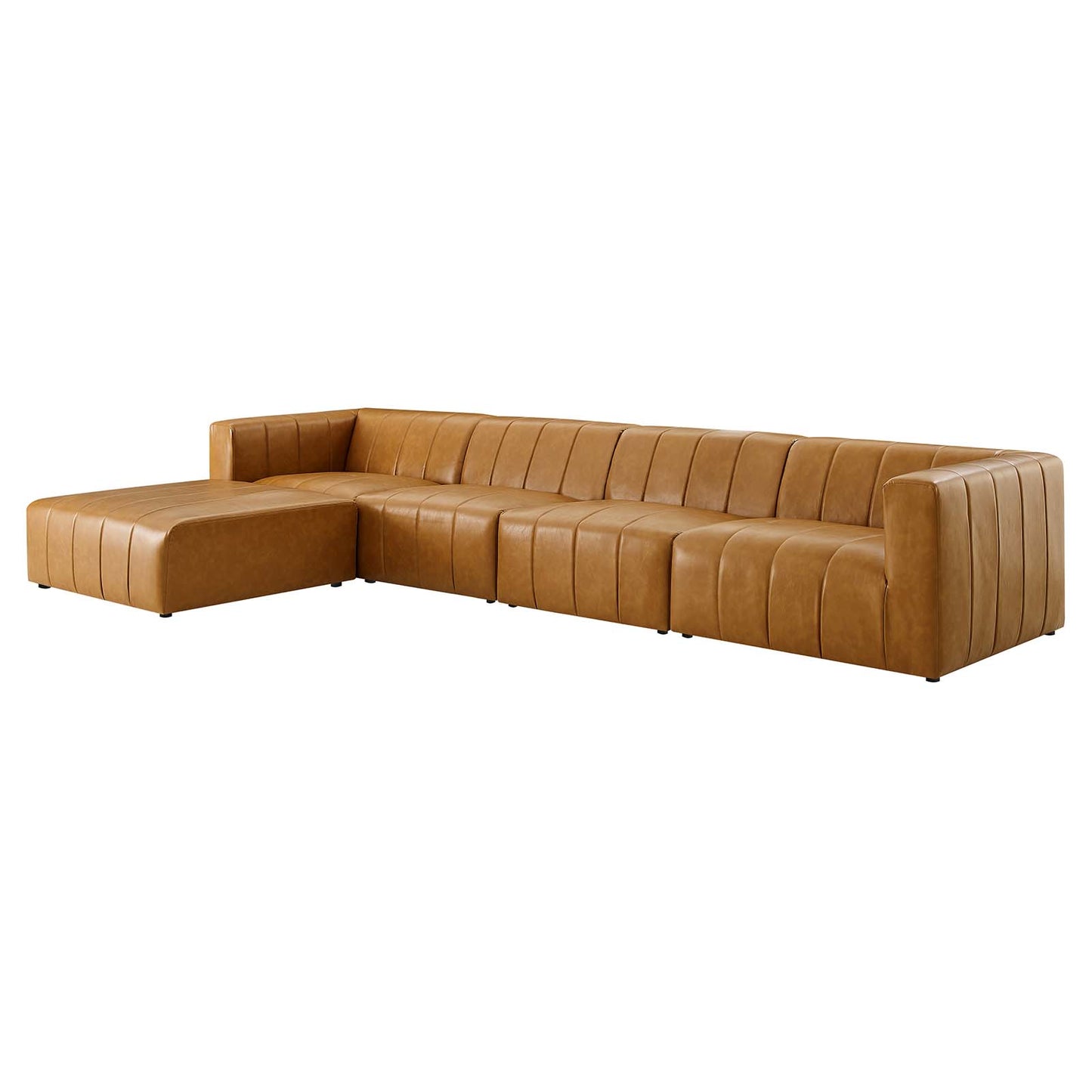 Bartlett Vegan Leather Vegan Leather 5-Piece Sectional Sofa, Faux Vegan Leather, Tan, 20180