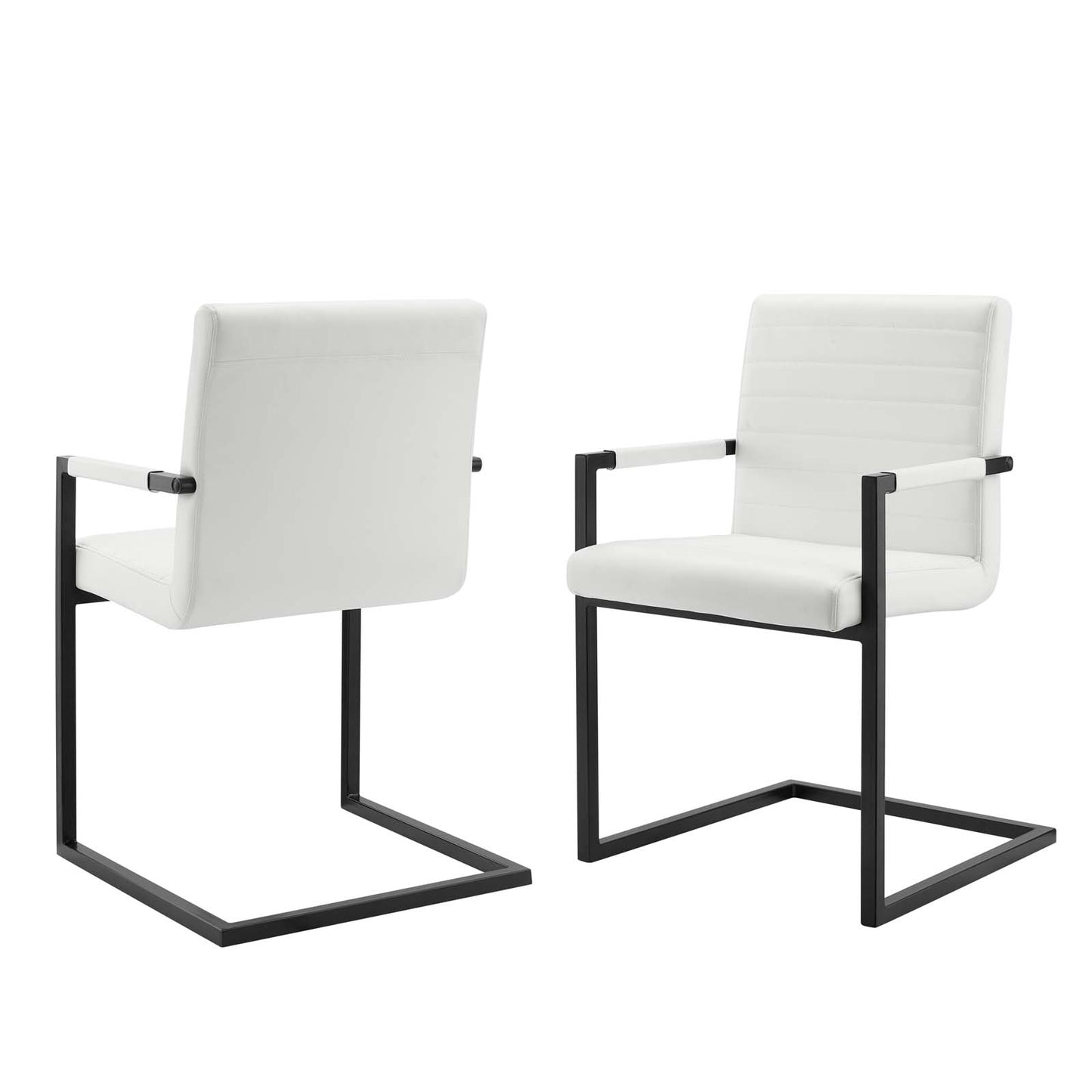 Savoy Vegan Leather Dining Chairs - Set of 2, Faux Vegan Leather, White, 20184