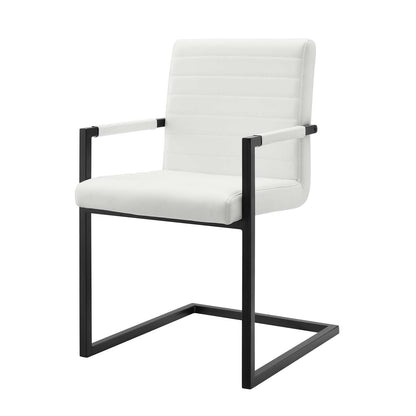 Savoy Vegan Leather Dining Chairs - Set of 2, Faux Vegan Leather, White, 20184