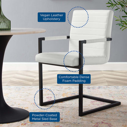 Savoy Vegan Leather Dining Chairs - Set of 2, Faux Vegan Leather, White, 20184