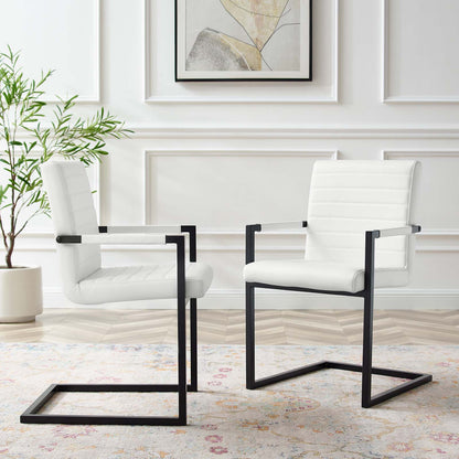 Savoy Vegan Leather Dining Chairs - Set of 2, Faux Vegan Leather, White, 20184