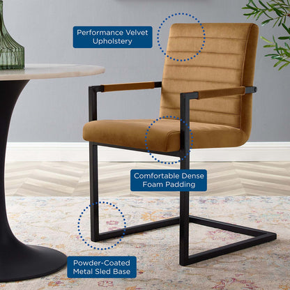 Savoy Performance Velvet Dining Chairs - Set of 2, Velvet, Brown, 20185