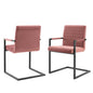 Savoy Performance Velvet Dining Chairs - Set of 2, Velvet, Pink, 20186