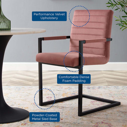 Savoy Performance Velvet Dining Chairs - Set of 2, Velvet, Pink, 20186
