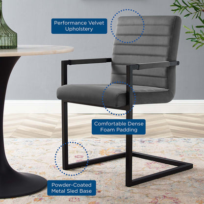 Savoy Performance Velvet Dining Chairs - Set of 2, Velvet, Grey Gray, 20187