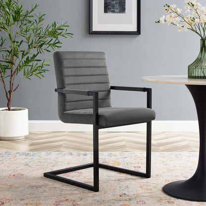 Savoy Performance Velvet Dining Chairs - Set of 2, Velvet, Grey Gray, 20187