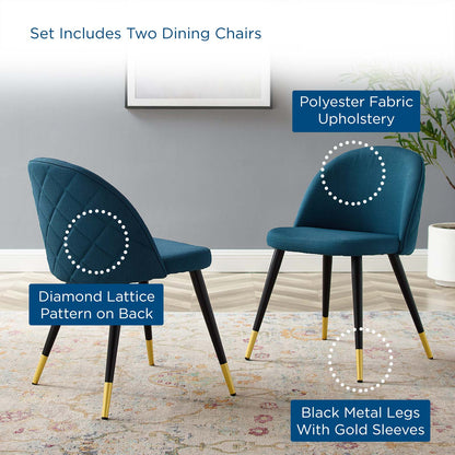 Cordial Upholstered Fabric Dining Chairs - Set of 2, Fabric, Navy Blue, 20189