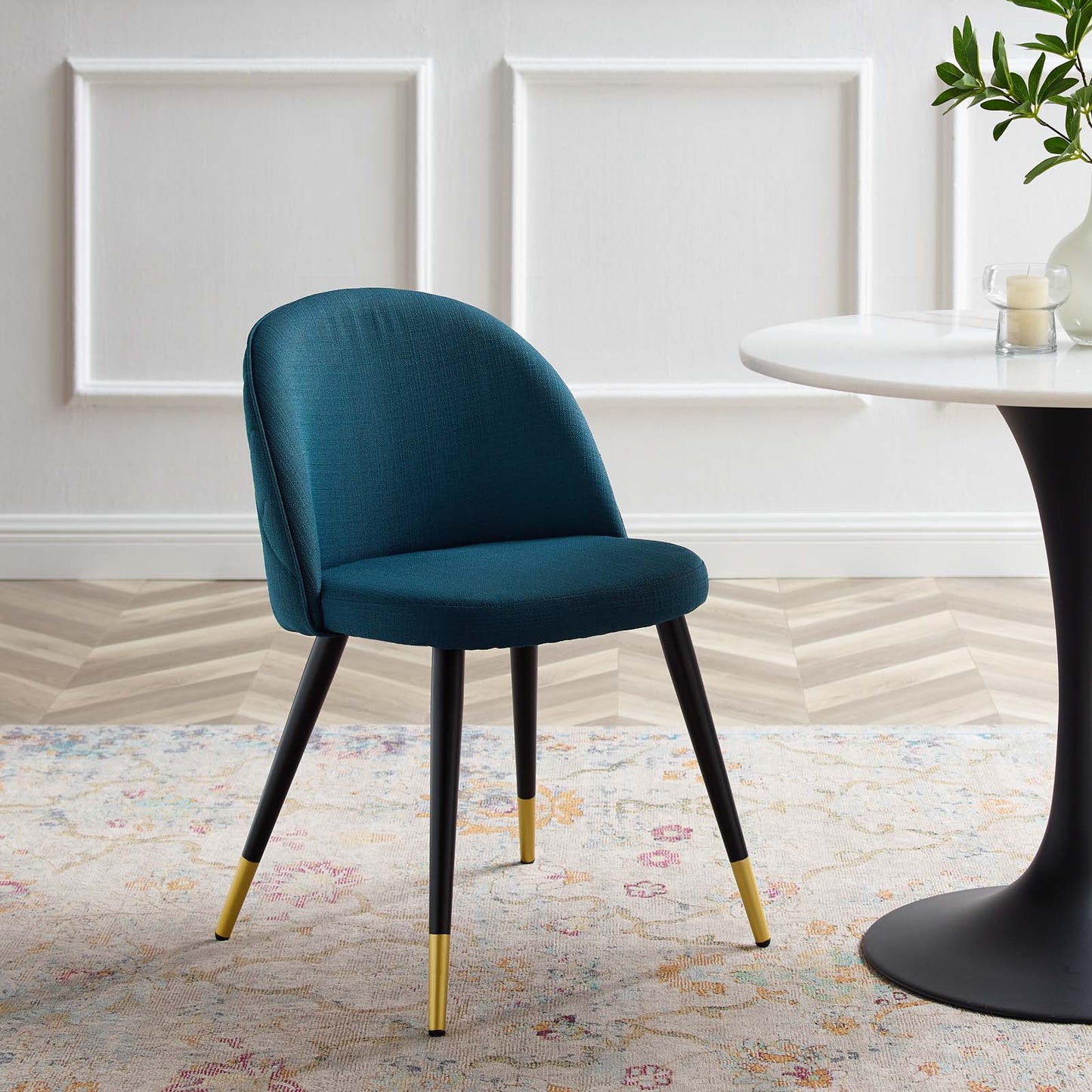 Cordial Upholstered Fabric Dining Chairs - Set of 2, Fabric, Navy Blue, 20189