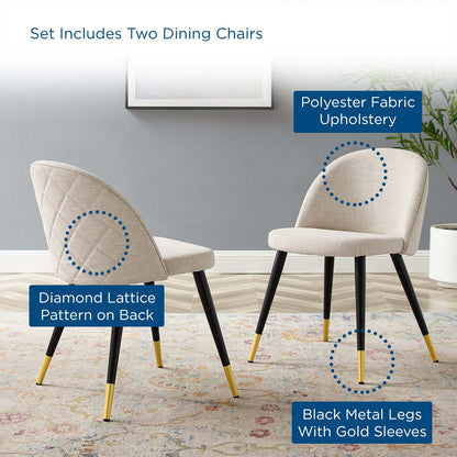 Cordial Upholstered Fabric Dining Chairs - Set of 2, Fabric, Beige, 20190