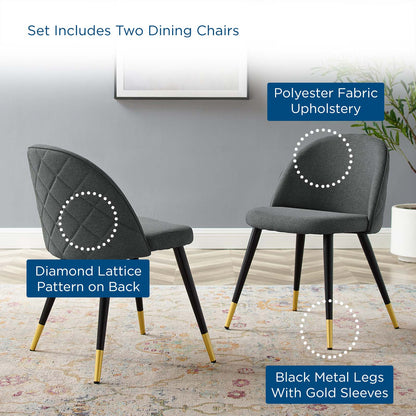 Cordial Upholstered Fabric Dining Chairs - Set of 2, Fabric, Grey Gray, 20191
