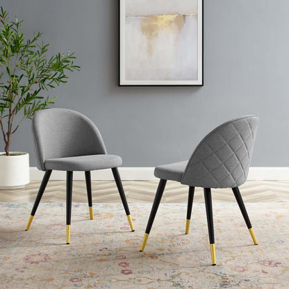 Cordial Upholstered Fabric Dining Chairs - Set of 2, Fabric, Light Grey Gray, 20192