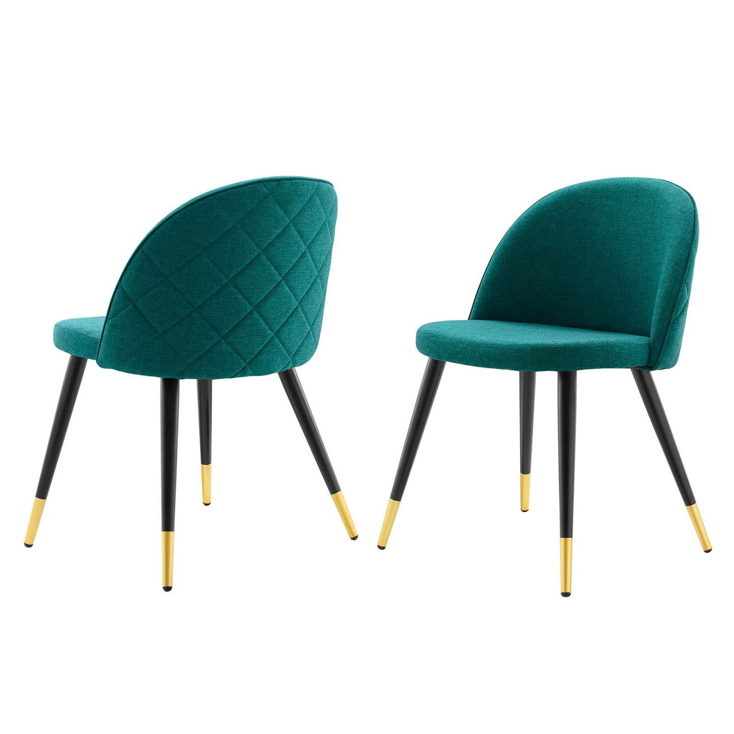 Cordial Upholstered Fabric Dining Chairs - Set of 2, Fabric, Teal Blue, 20193
