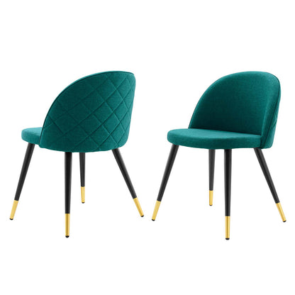 Cordial Upholstered Fabric Dining Chairs - Set of 2, Fabric, Teal Blue, 20193