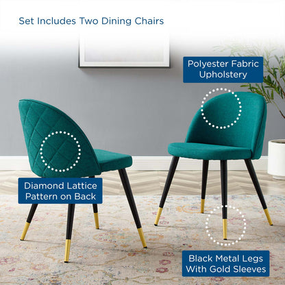 Cordial Upholstered Fabric Dining Chairs - Set of 2, Fabric, Teal Blue, 20193