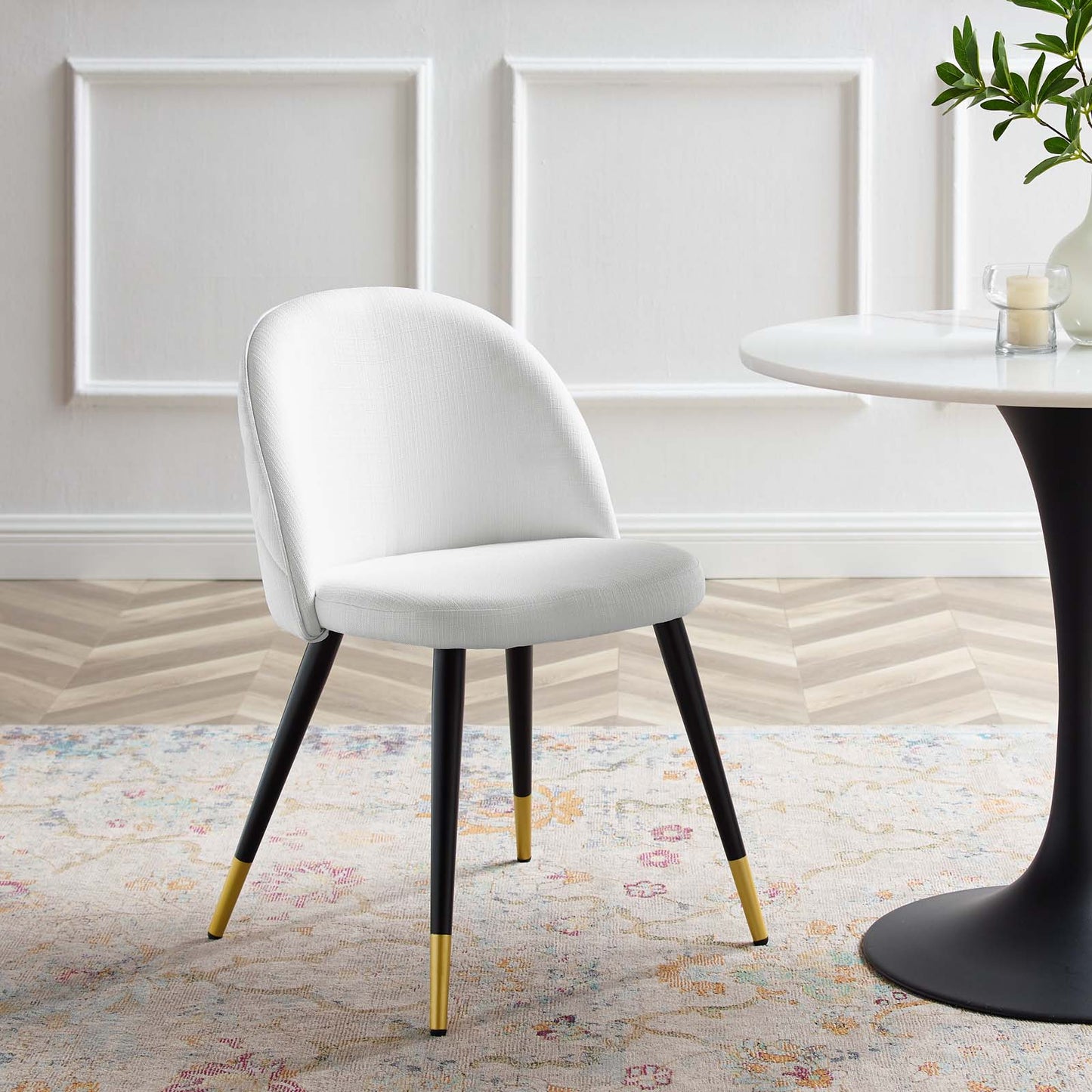 Cordial Upholstered Fabric Dining Chairs - Set of 2, Fabric, White, 20194