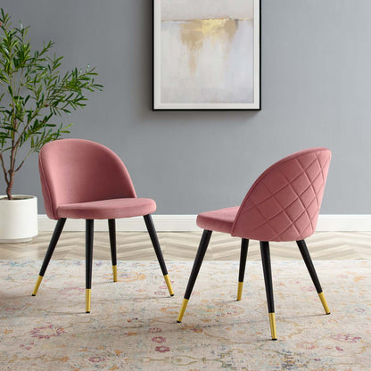 Cordial Performance Velvet Dining Chairs - Set of 2, Velvet, Pink, 20195