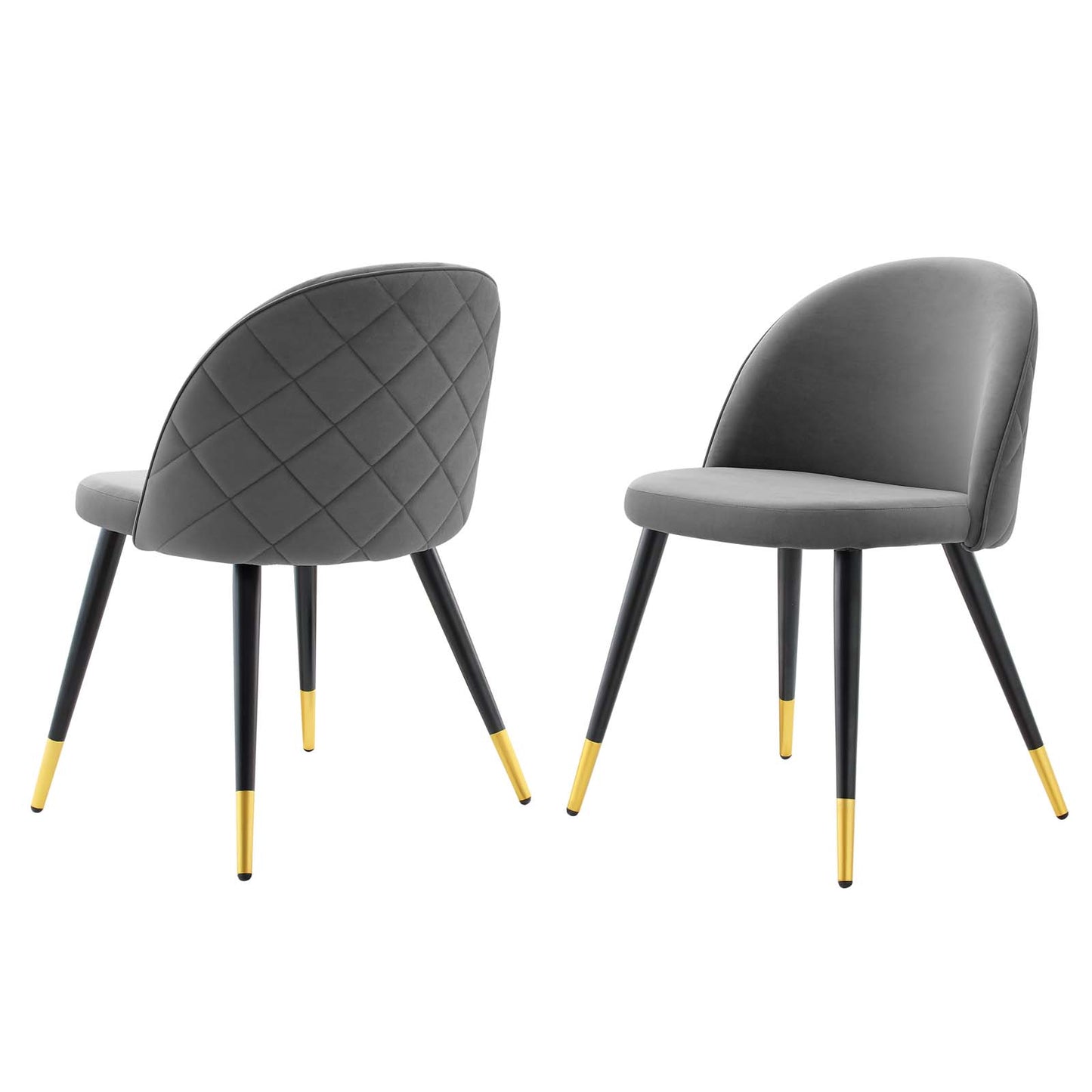 Cordial Performance Velvet Dining Chairs - Set of 2, Velvet, Grey Gray, 20196