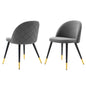 Cordial Performance Velvet Dining Chairs - Set of 2, Velvet, Grey Gray, 20196