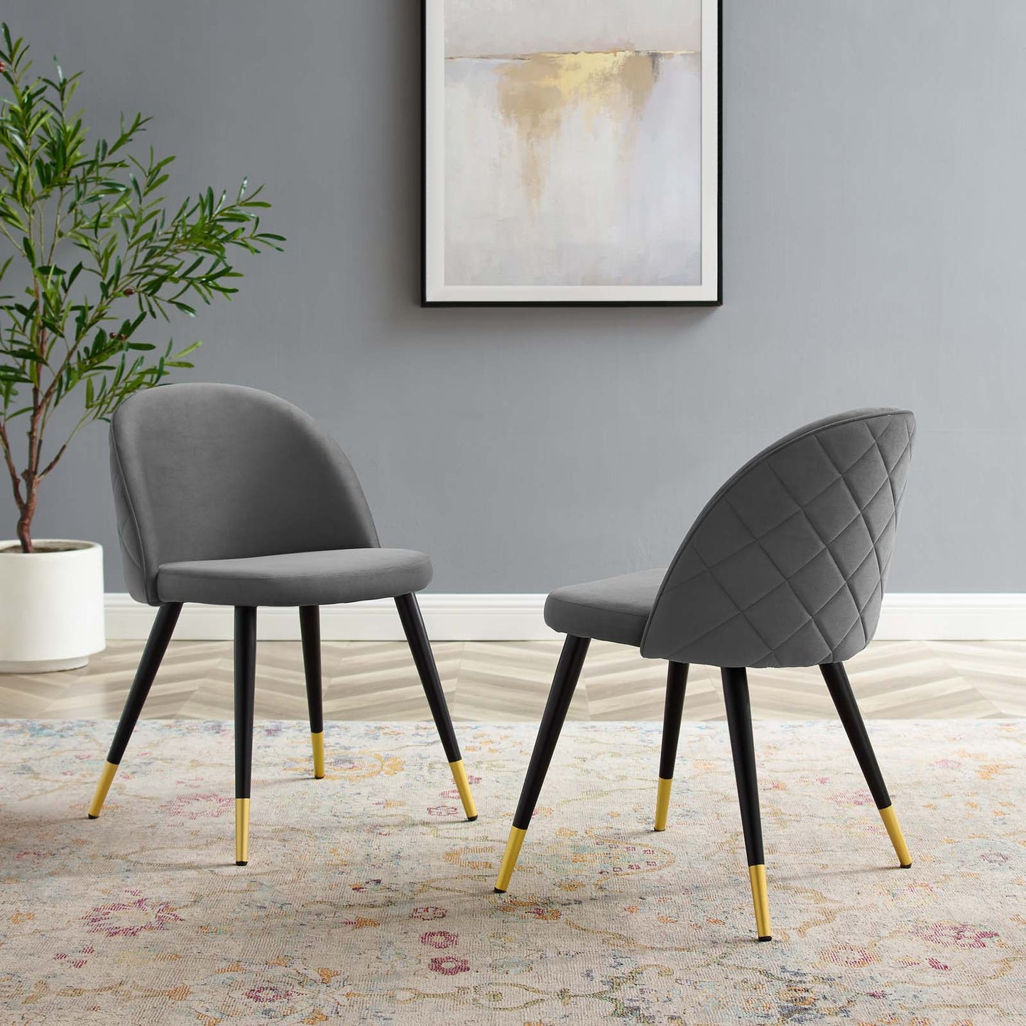 Cordial Performance Velvet Dining Chairs - Set of 2, Velvet, Grey Gray, 20196