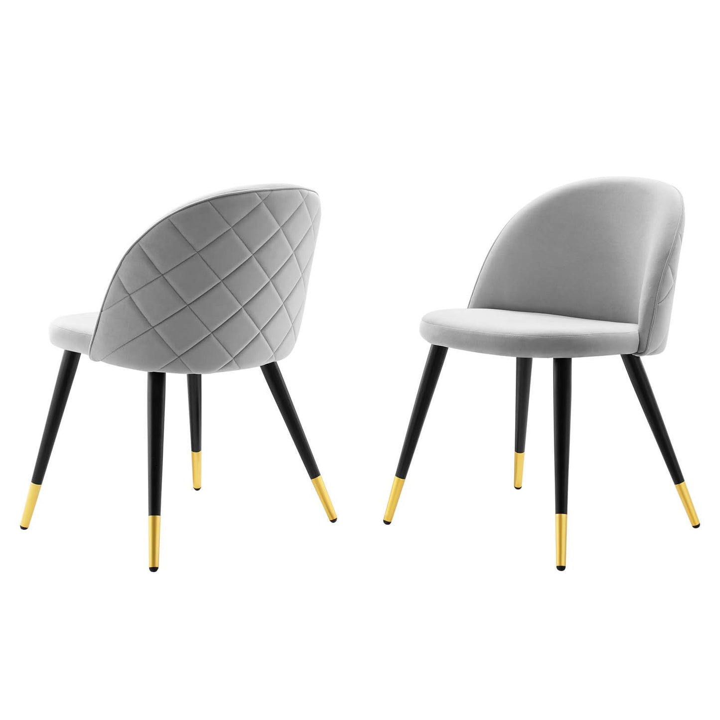 Cordial Performance Velvet Dining Chairs - Set of 2, Velvet, Light Grey Gray, 20197