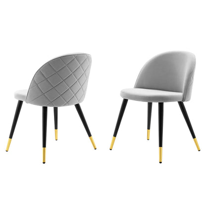 Cordial Performance Velvet Dining Chairs - Set of 2, Velvet, Light Grey Gray, 20197