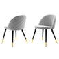Cordial Performance Velvet Dining Chairs - Set of 2, Velvet, Light Grey Gray, 20197