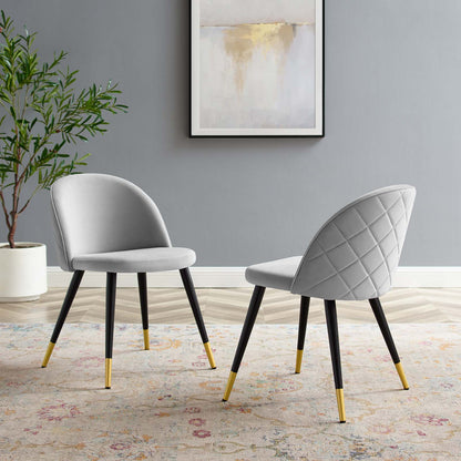 Cordial Performance Velvet Dining Chairs - Set of 2, Velvet, Light Grey Gray, 20197