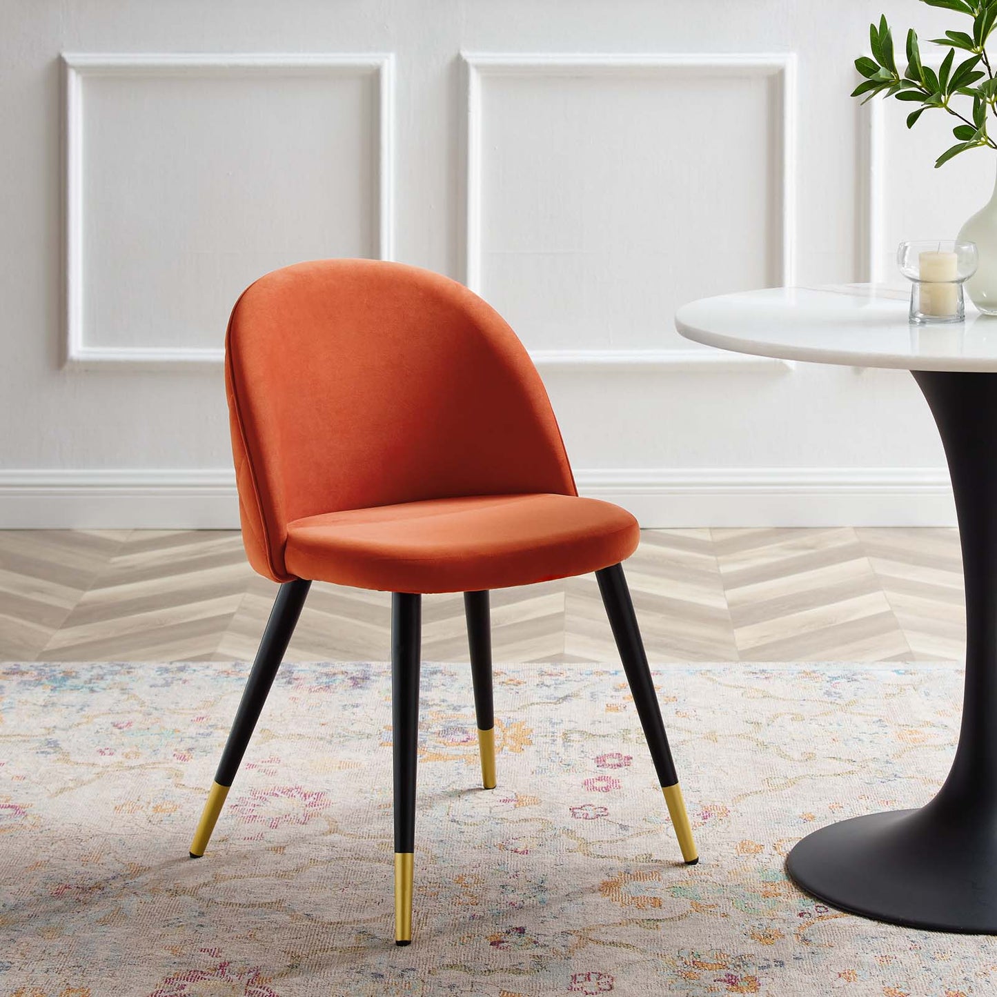 Cordial Performance Velvet Dining Chairs - Set of 2, Velvet, Orange, 20200