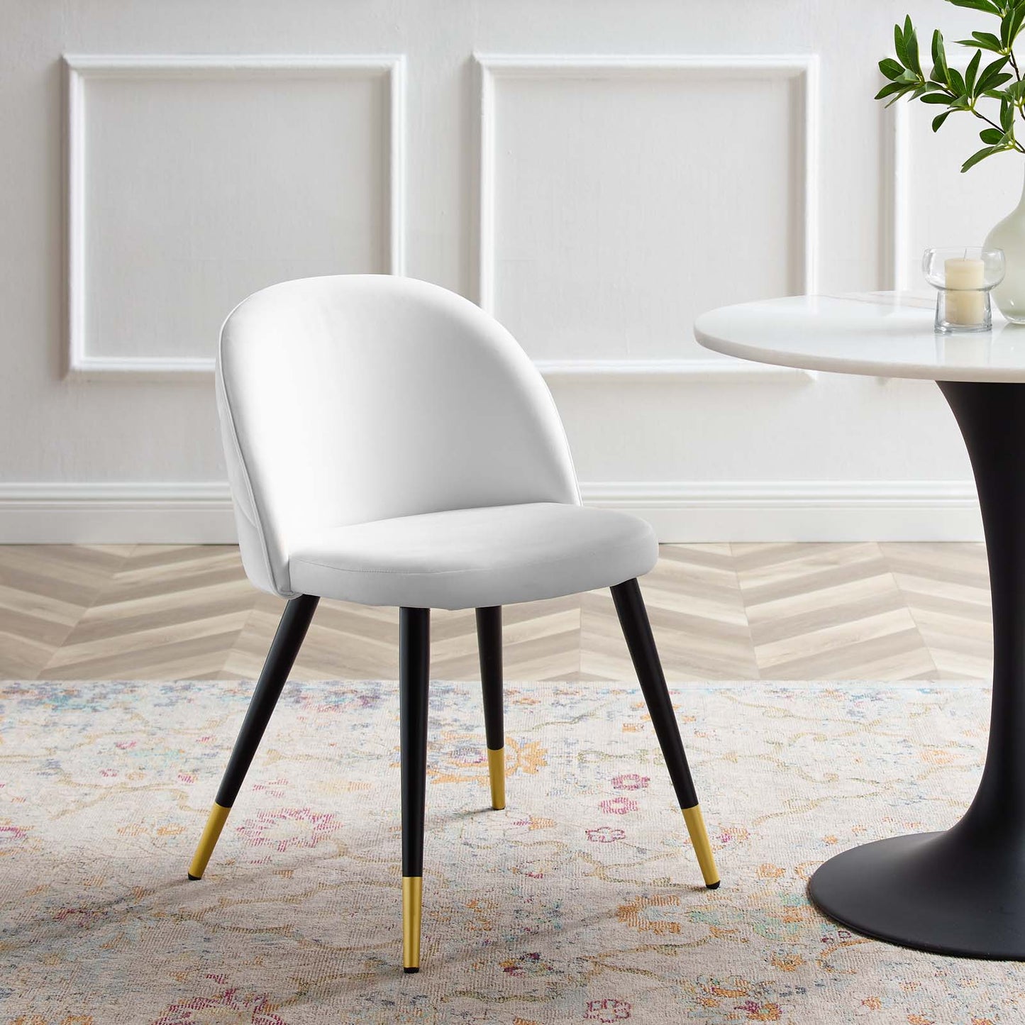 Cordial Performance Velvet Dining Chairs - Set of 2, Velvet, White, 20202