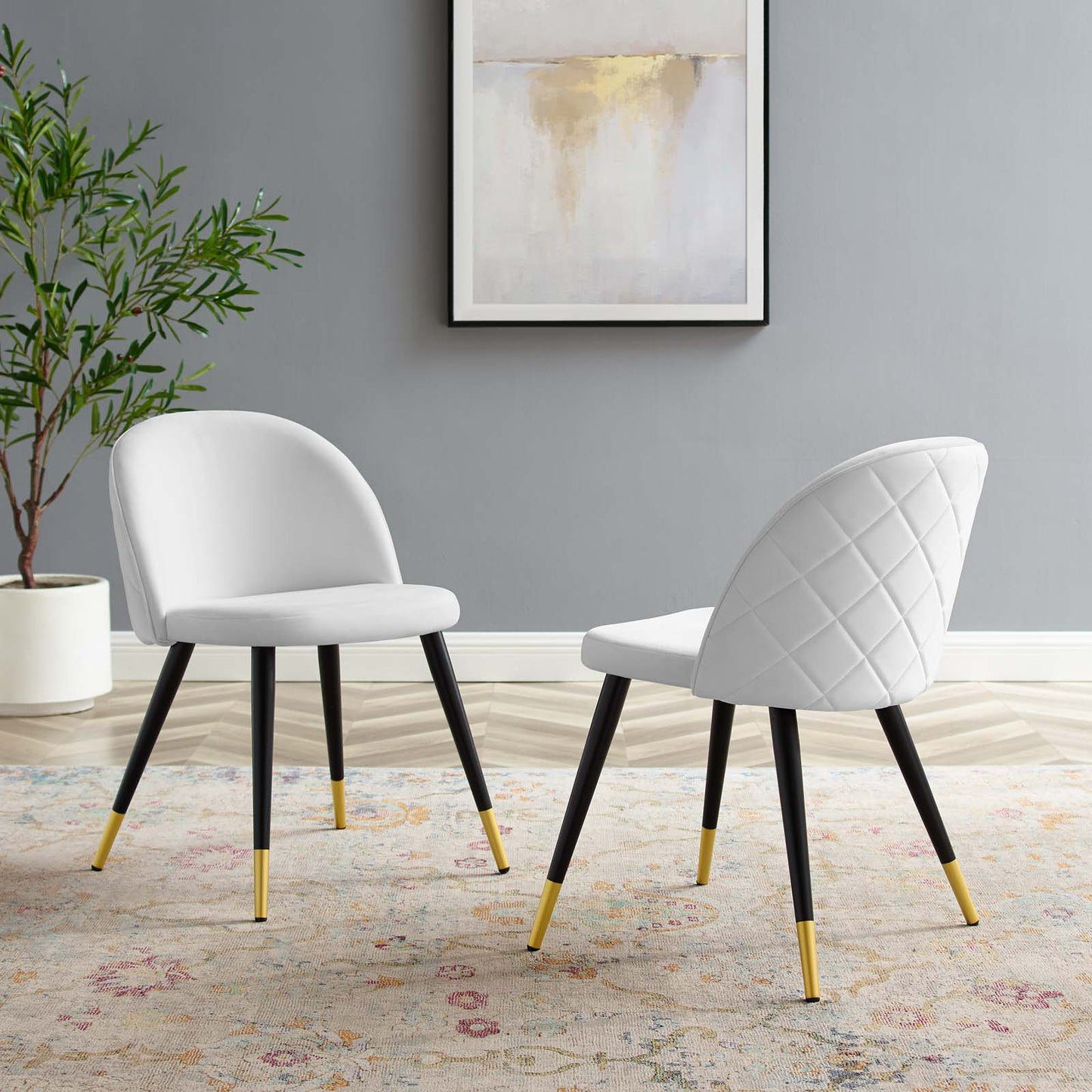 Cordial Performance Velvet Dining Chairs - Set of 2, Velvet, White, 20202