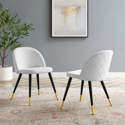 Cordial Performance Velvet Dining Chairs - Set of 2, Velvet, White, 20202