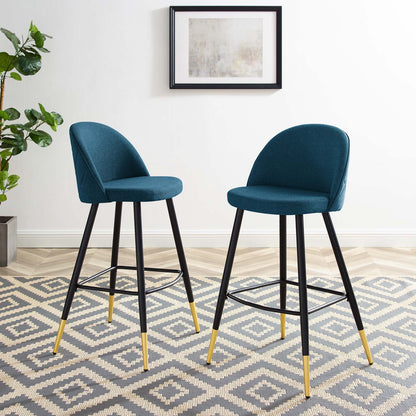 Cordial Fabric Bar Stools - Set of 2, Fabric, Metal, Navy Blue, 20203