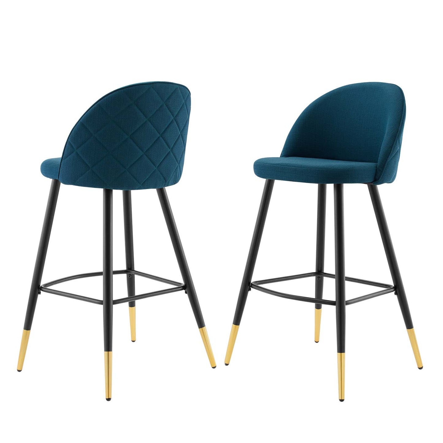 Cordial Fabric Bar Stools - Set of 2, Fabric, Metal, Navy Blue, 20203